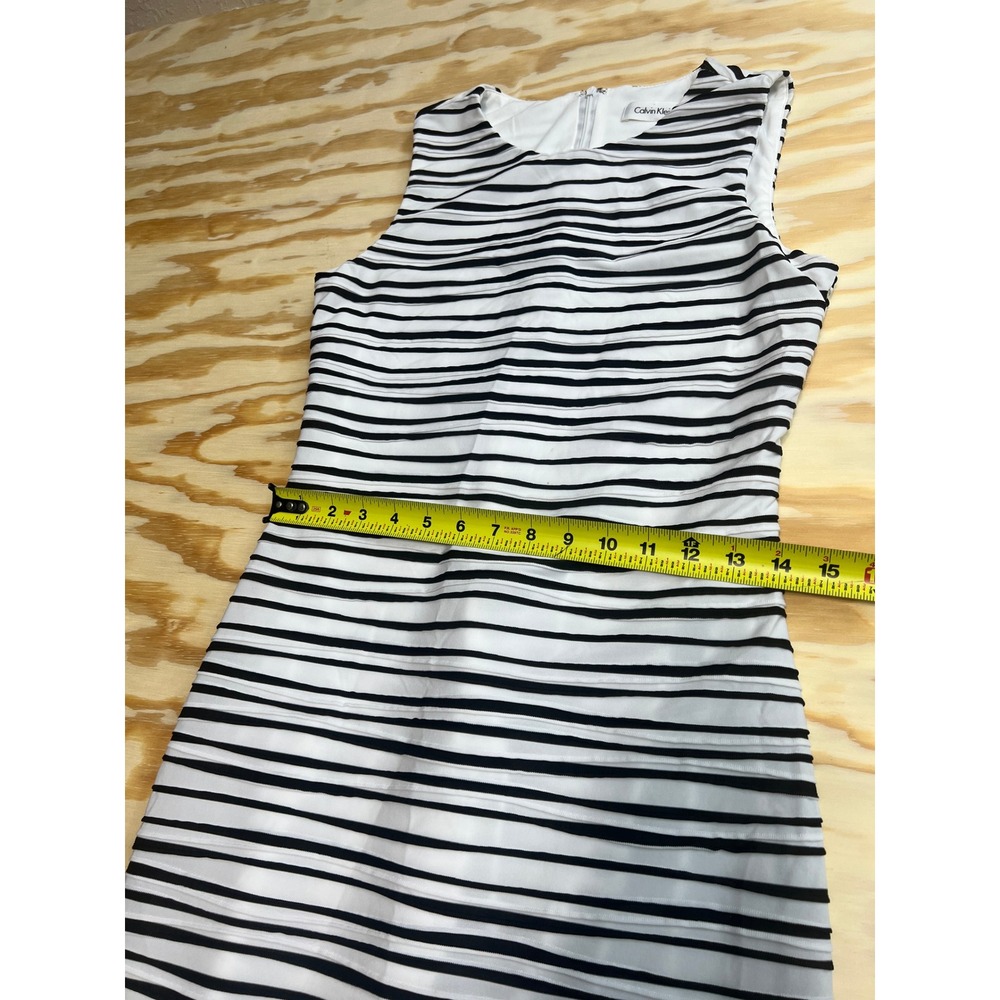Calvin Klein Womens Black White Striped Sleeveless Sheath Dress Size 4 - Picture 5 of 6